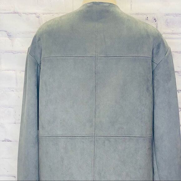 Magashoni Grey Faux Leather button coat - Picture 4 of 14